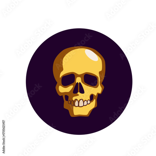 vector illustration  Yellow skull illustration on a purple background Halloween theme