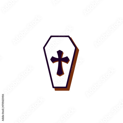 vector illustration     Coffin with cross illustration on transparent background Halloween theme