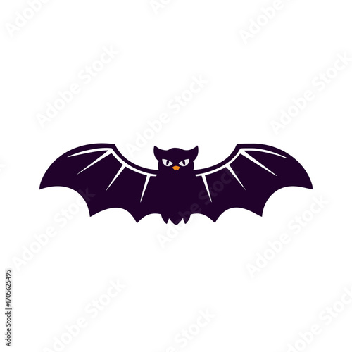 vector illustration  bat illustration with angry eyes with copy space on transparent background Halloween theme