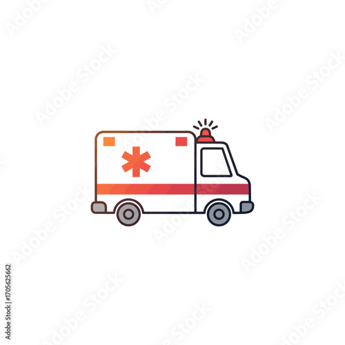 Ambulance graphic a vector illustration of an emergency vehicle with a red stripe  star of life ideal for healthcare design or transportation infographics.