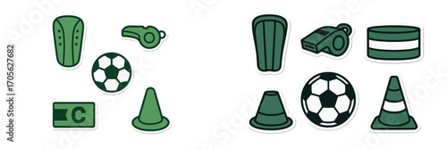 Soccer game gear and referee tools assortment