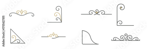 Elegant ornamental flourishes and decorative corner elements for graphic design