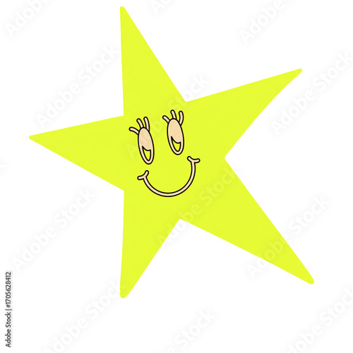 Yellow origami paper clip art on white background