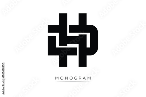 DH Creative Latter Logo. Monogram Logo Design.  Modern Minimal Initials Sing Symbol .