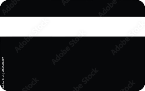 The back of a blank black plastic card with a white magnetic stripe across the top.