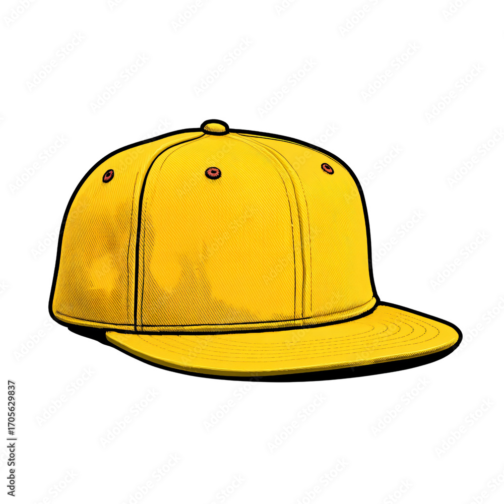 Fototapeta premium Vibrant Yellow Flat-Brimmed Baseball Cap Vector Illustration