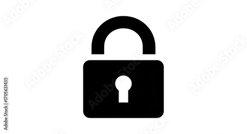 Free Download A simple black padlock icon with a keyhole centered on a white background in a minimalist style ai generated - GFXLoad