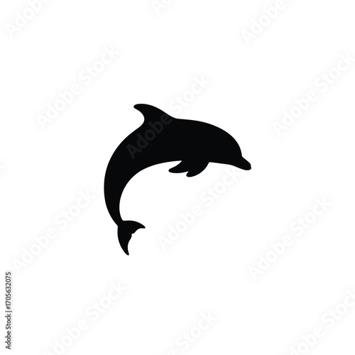 Curved Dolphin Silhouette Minimal