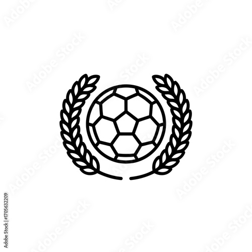 Soccer Ball Emblem with Laurel Wreath Vector Design