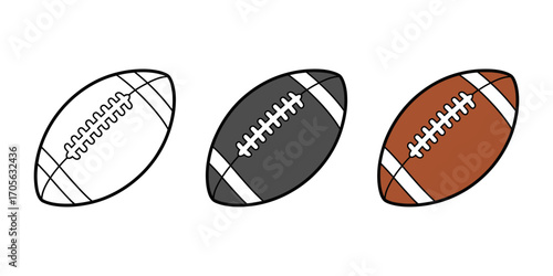 Set of Rugby and American Football Balls Illustration