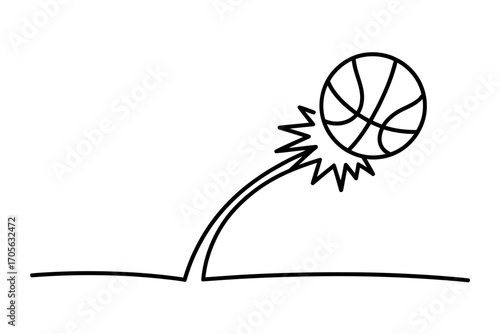 Basketball Bouncing Line Art Illustration