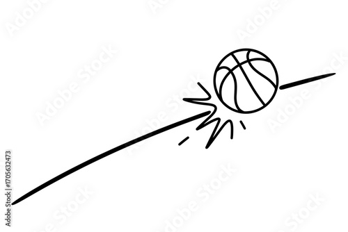 Simple Basketball Bounce Line Drawing