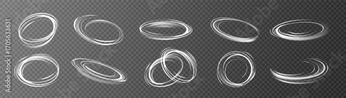 White light twirl with smooth curve effect and shining whirlwind glow.