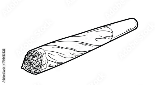 A rolled cigar filled with tobacco leaves ready to be smoked.