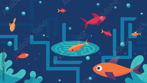 Playful sea otters holding hands floating together adorable vector illustration