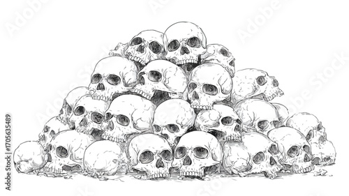 Variety of Shaped Skulls Pile Background