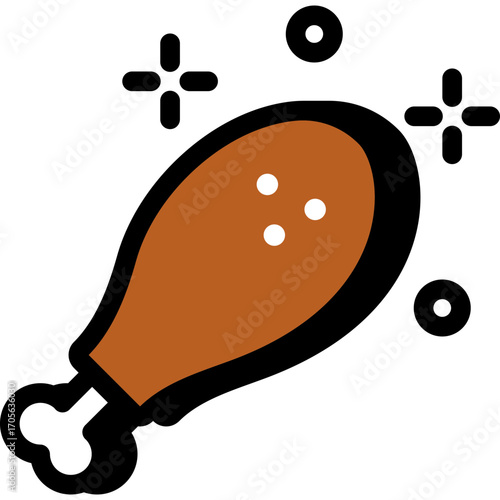 Roast turkey or chicken vector icon
