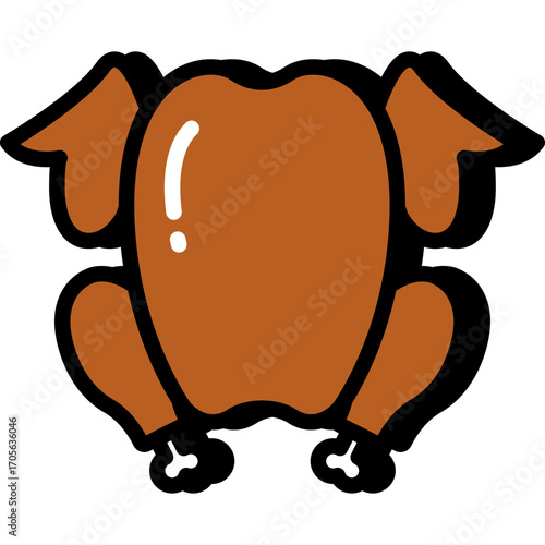 Roast turkey or chicken vector icon