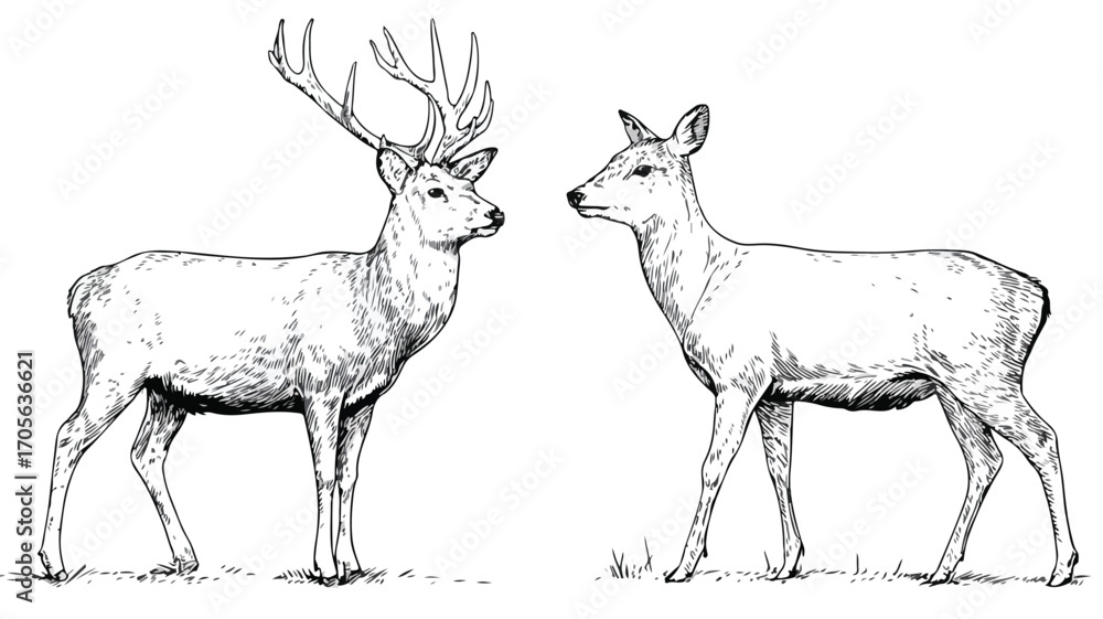 Naklejka premium Minimalistic Deer Line Art Illustration for Graphic Design Projects
