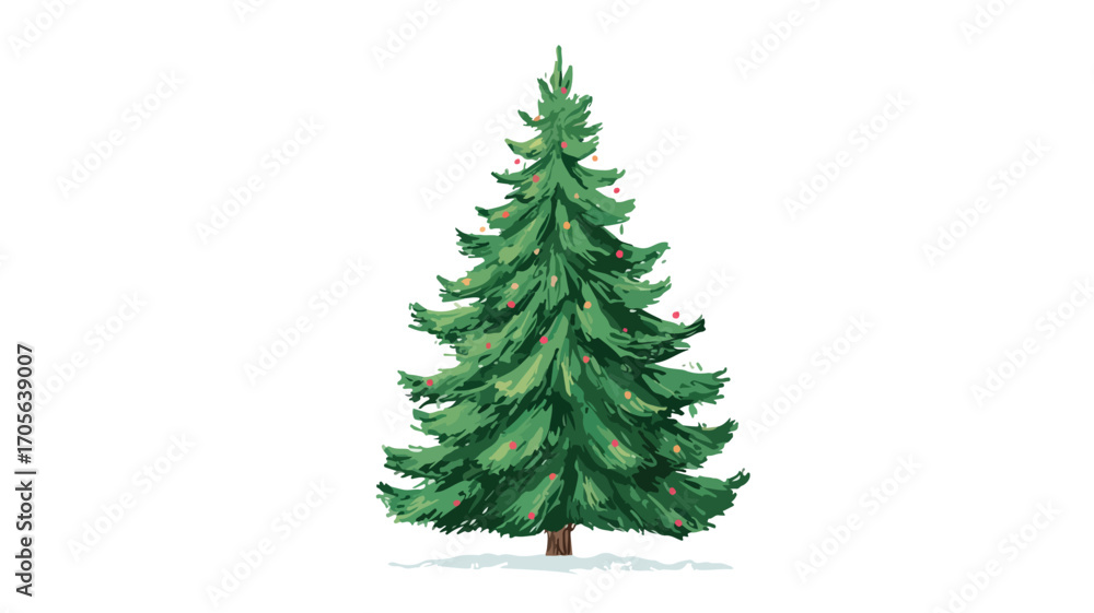 Fototapeta premium Simple Style Vector Christmas Tree Illustration with Outline Design