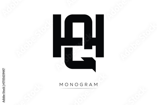 HQ Creative Latter Logo. Monogram Logo Design.  Modern Minimal Initials Sing Symbol .