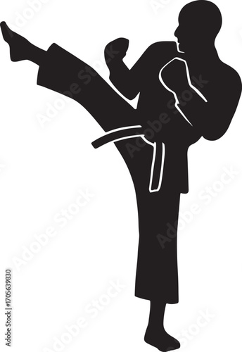 Karate fighter silhouette vector design perfect for martial arts, combat sport, training, and action themes.
