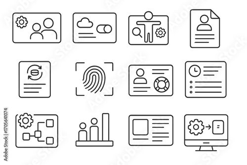Identity and security line icon set. authentication, privacy icons outline collection