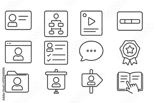 Business, productivity outline icon set. management, strategy, organization icons outline collection