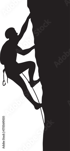 Rock climber silhouette vector design perfect for adventure, mountain sport, fitness and outdoor challenge.