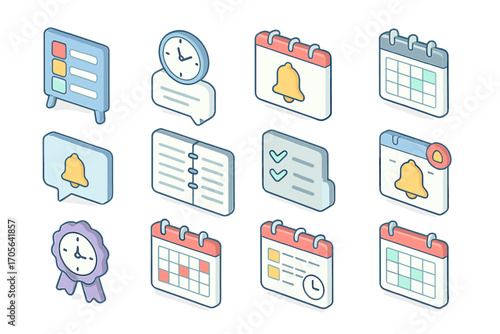 Business and planning icon set. flat style for scheduling and organizing tasks