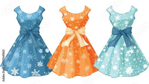 Festive Christmas Dress Vector on White Background for Holiday Designs