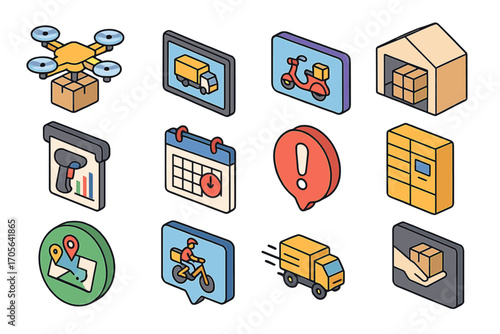 Delivery, shipping 3d icon set. logistics, transportation icons 3d collection