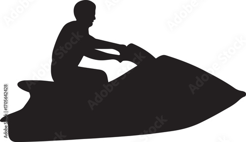 Jet ski rider silhouette vector design perfect for water sport, adventure, extreme activity, and ocean fun.