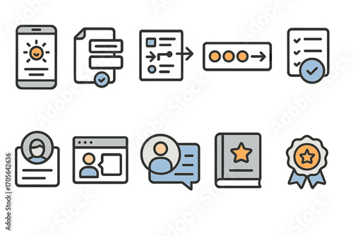 Business, productivity outline icon set. task, planning tools collection outline style