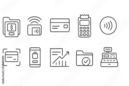 Finance and payment line icon set. banking, transaction, credit linear style collection