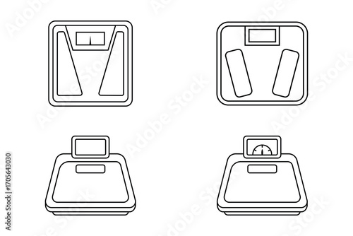 Bathroom Weight Scale Icons – Minimal Outline Vector Set