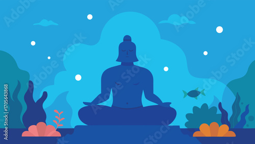 Serene underwater garden with luminous jellyfish and gentle light rays vector illustration