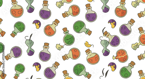 Potion Bottles Halloween Vector Pattern