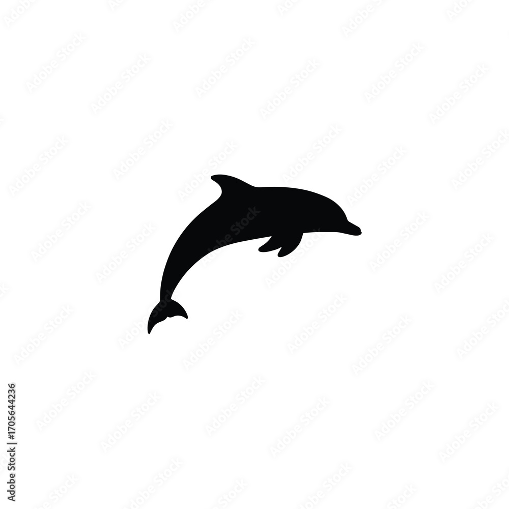 Fototapeta premium Jumping Dolphin Silhouette Side View