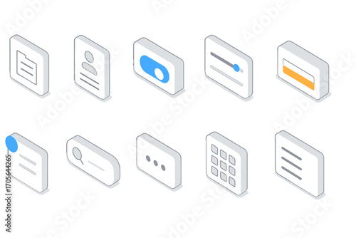 Interface, ui 3d icon set. interactive elements for digital design collections