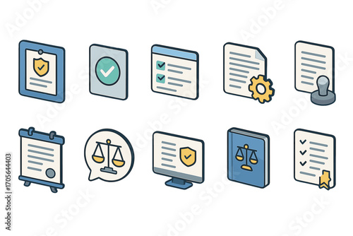 Law, legal outline icon set. versatile, justice, court icons for legal documents
