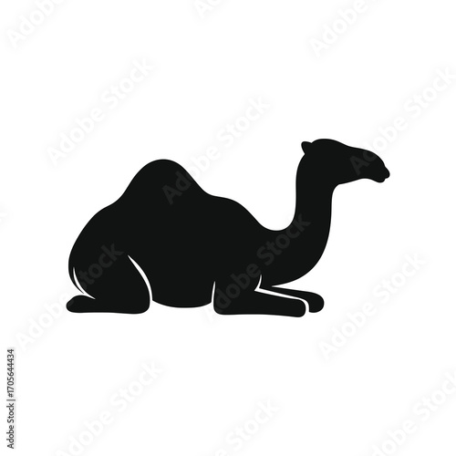 Kneeling Dromedary Camel Silhouette Minimal Vector Isolated