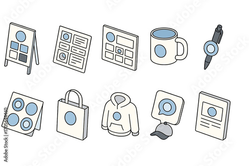 Office and stationary 3d icon set. workspace supplies icons 3d collection