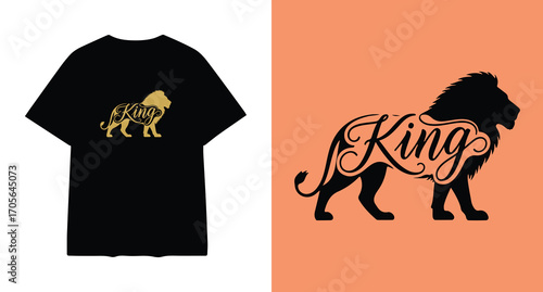 Black t shirt with lion king graphic and separate lion king design