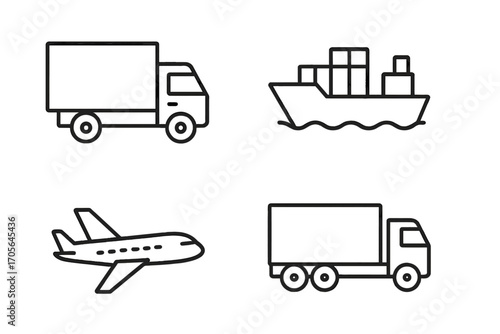 Transportation, delivery line icon set. shipping, freight, logistics linear collection