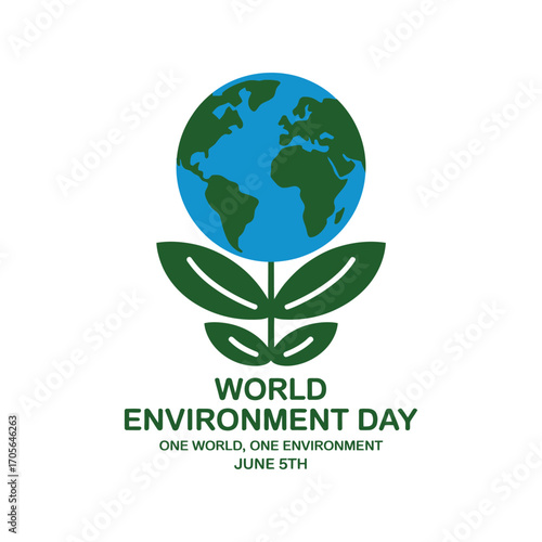 Earth planet growing on plant with text World Environment Day