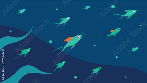 Surreal underwater alien planet with luminous life forms and cosmic elements