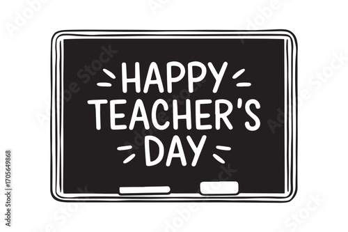 Beautiful Blackboard Style Happy Teachers Day Greeting Illustration for Celebrating Educators
