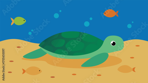 Surreal underwater world vector illustration fish glide through deep ocean fantasy coral reef scenery