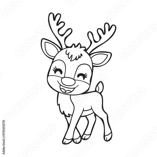 Adorable Baby Reindeer Coloring Page for Kids and Adults